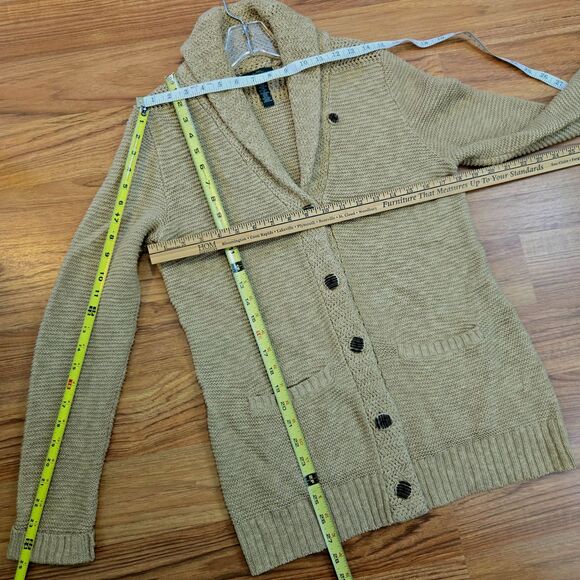 LRL Ralph Lauren Jeans Linen Cotton Cardigan Sweater M Shawl Collar Bone buttons - Picture 9 of 9